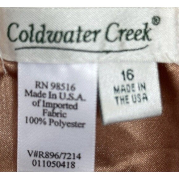 Womens Coldwater Creek Satin Pleated Skirt GoldBlack Embroidered Floral Mesh 16 - Picture 6 of 6